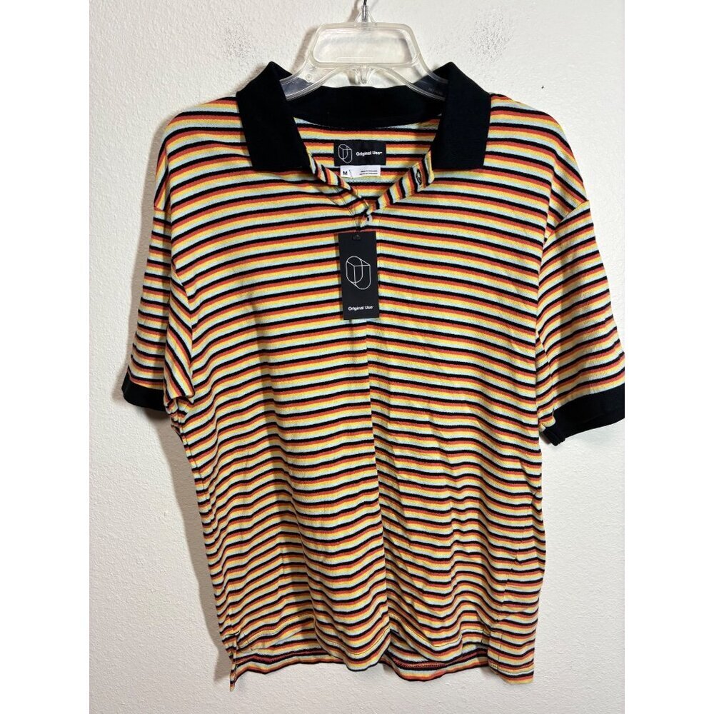 NWT Original Use Polo Shirt Retro Striped Business Casual Men's Size Medium